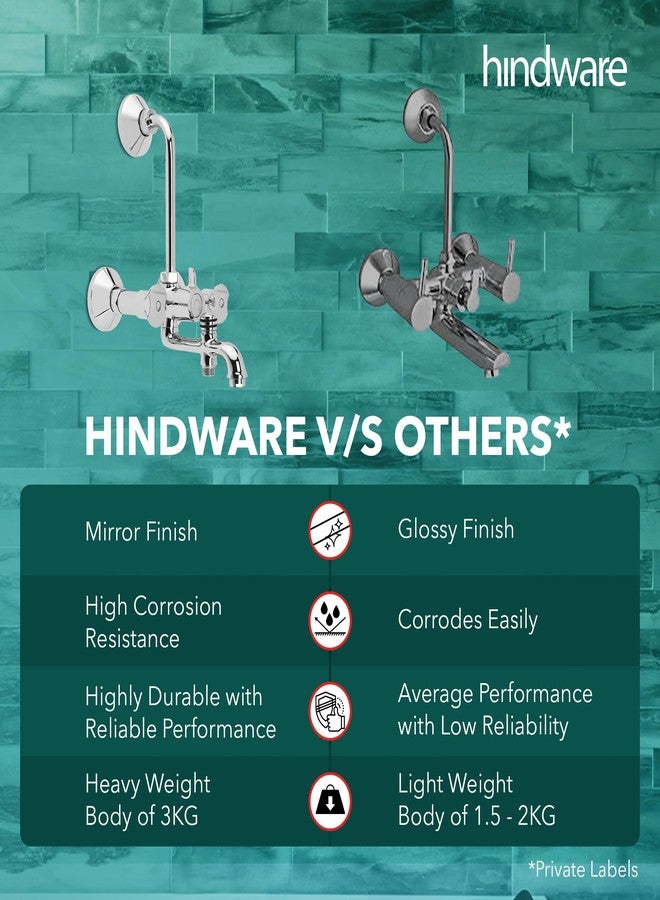 هيندوير خلاط حائط نحاسي 3 في 1 من هندوير ليرا F920039CP للحمام (طلاء كروم) - Image 5